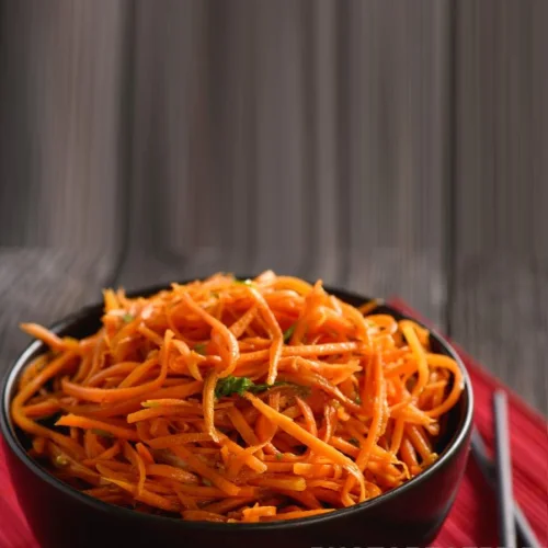 Korean salad of slightly spicy carrots