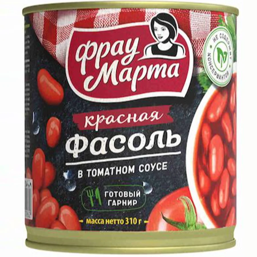 Фасоль Фрау Марта красная в томатном соусе 