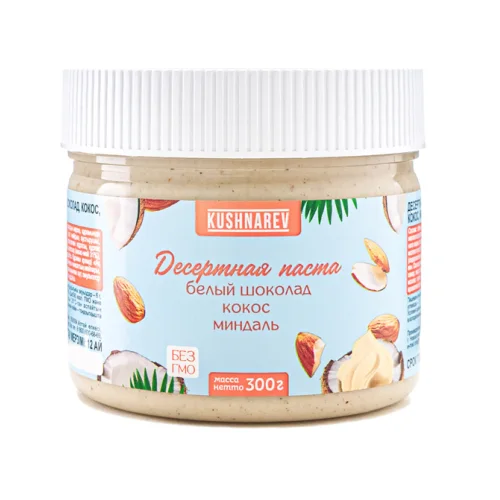 Dessert paste with white chocolate, coconut and almonds 300 gr