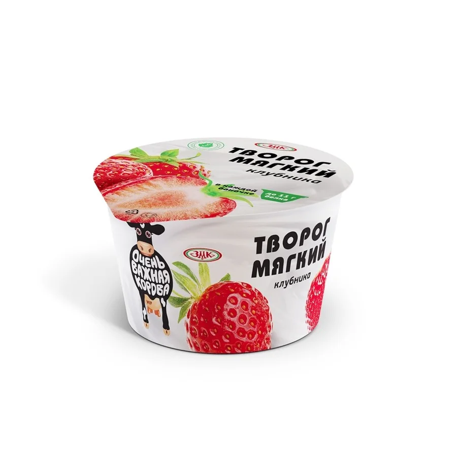 Cottage cheese is a very important cow soft strawberry 4.2%, 150g, glass