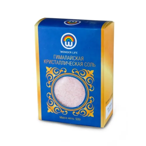 Пищевая розовая Гималайская соль Пакистан  (помол 0,5-1 мм) в цвет.коробке, 500г