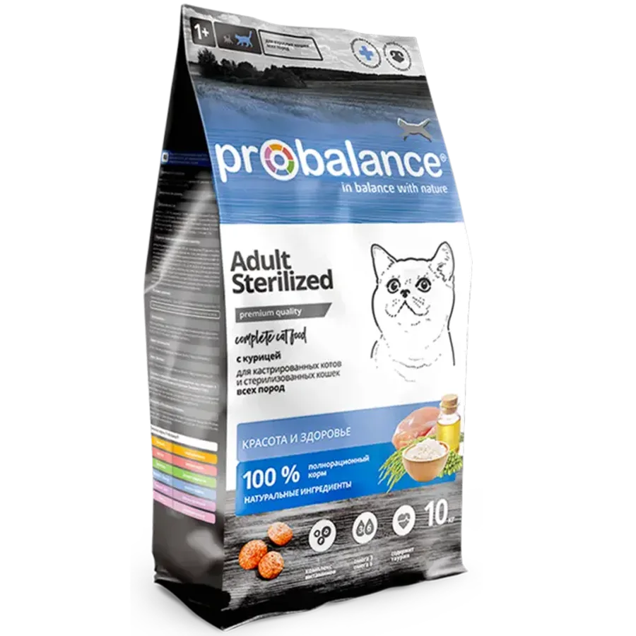 Probalance for Adult Sterilized cats, with chicken, 10 kg bag  
