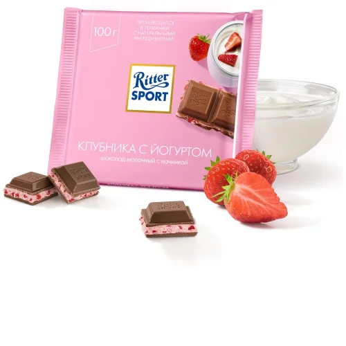 Шоколад Ritter Sport молочный клубника с йогуртом 