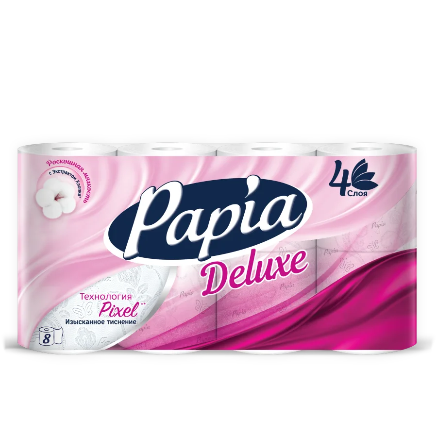 Papia Deluxe Toilet paper White 4Show 8Ronov