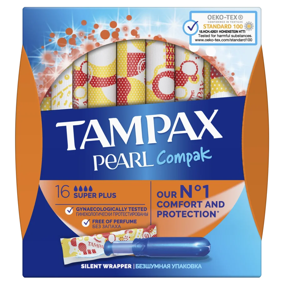 TAMPAX COMPAK PEARL Women's hygienic tampons with Super Plus Duo 16pcs Applicator