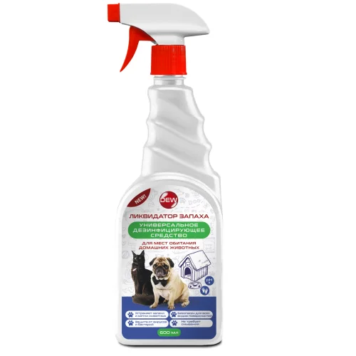  Нейтрализатор запахов мочи и меток кошек и собак Dew, ликвидатор, средство для удаления запахов животных, 600 мл
