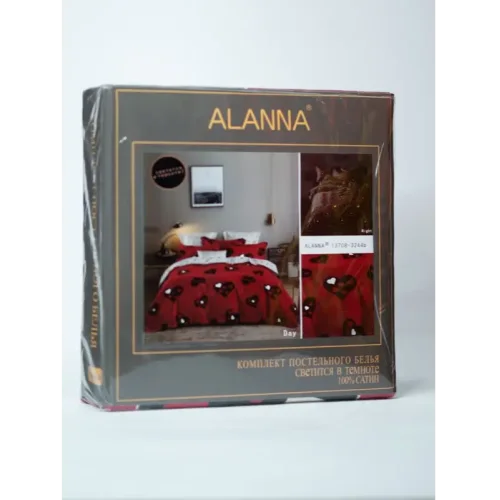 Постельное бельё «АЛАННА» Красное с сердечками 1,5 спальное