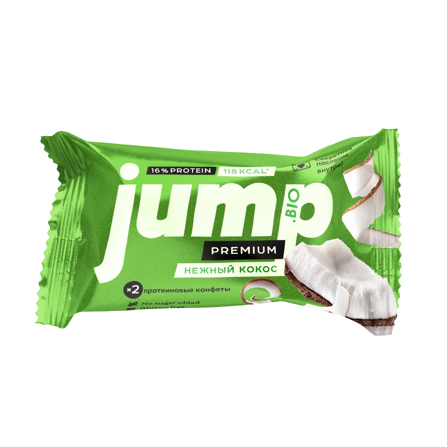 JUMP PREMIUM PROTEIN Protein nut and fruit candies "Tender coconut" 