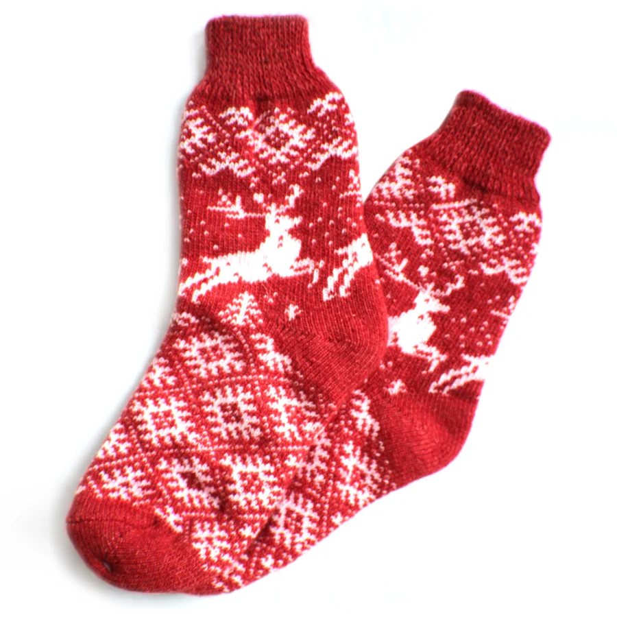 Wool socks "Christmas reindeer"
