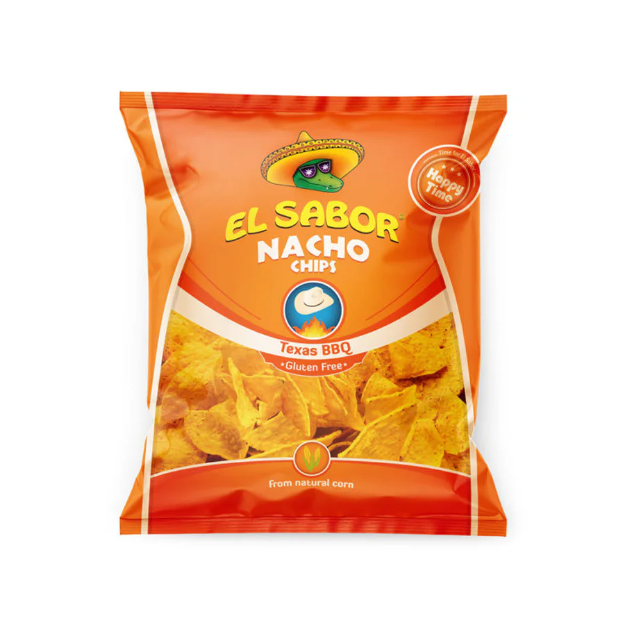 ЧИПСЫ КУКУРУЗНЫЕ «НАЧОС» С СОУСОМ БАРБЕКЮ  100 гр EL SABOR