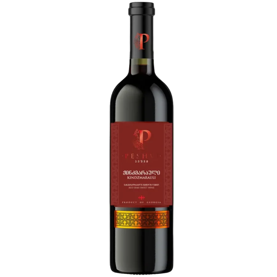 Protected appellation of origin semi-sweet red wine "Kindzmarauli" Kakheti region "Peshvi" series 2018 12% 0.75