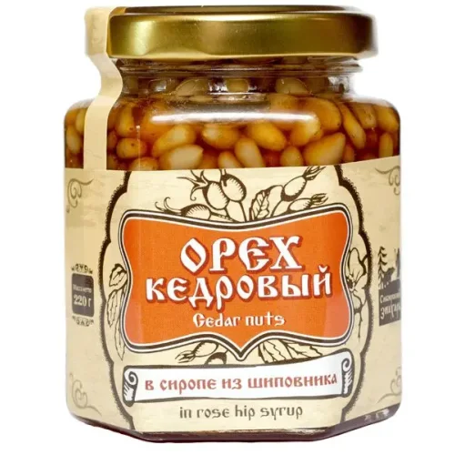Cedar nut kernel in rosehip syrup 220 g Siberian Medicine Man