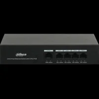 DAHUA DH-PFS3005-4ET-36 5-портовый неуправляемый коммутатор с РоЕ, 4xRJ45 100Mb PoE, 1xRJ45 100Mb, суммарно 36Вт, коммутация 1 Гбит/с, MAC-таблица 1К, металл