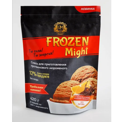 Frozen Might protein ice cream with the taste of Belgian chocolate with orange (dry mix), 420 g