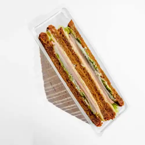 Ham and Cheese Sandwich Plastic Container with Label with Price on