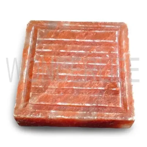 Salt tile for frying with curb and grooves 4 x 20 x 20 cm. Minimum Party - 20 pcs.