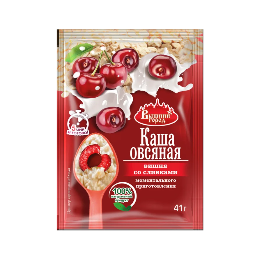 Oatmeal porridge "Vyshny gorod" with cherries and cream, pack. 41g
