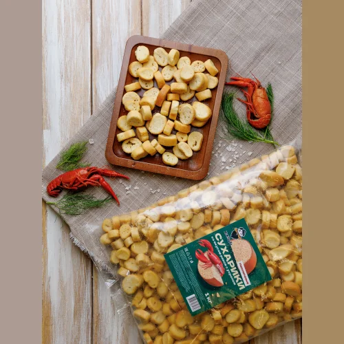 Crackers with Crayfish flavor with dill 1 kg / Crackers with crayfish and dill 1000 gr / Croutons / Snacks for soup