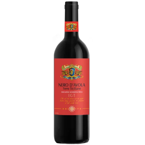 Вино защищенного наименования места происхождения сухое красное категории DOC НЕРО Д`АВОЛА , регион Сицилия. Товарный знак "Solarita" урожай  2019 13% 0,75