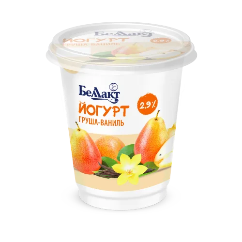 Йогурт "Беллакт" с фруктовым наполнителем "Груша-ваниль" 2,9% стакан 380 г