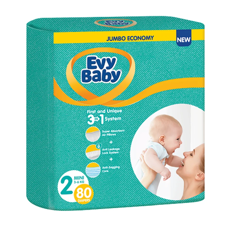 Diapers Children's production Turkey Evy Baby Size 2 (in pack 80 diapers)