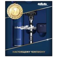Gillette Подарочный Набор Мужская Бритва Mach3 + Гель Для Бритья Ограниченного Выпуска 75 мл + Дорожный Чехол Для Бритвы 