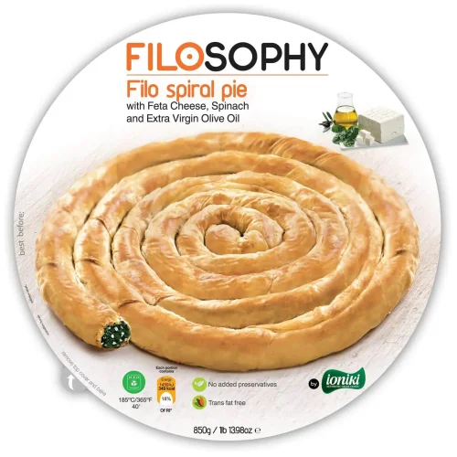 Fillo pie with Feta cheese, spinach and olive oil spiral IONIKI 850g