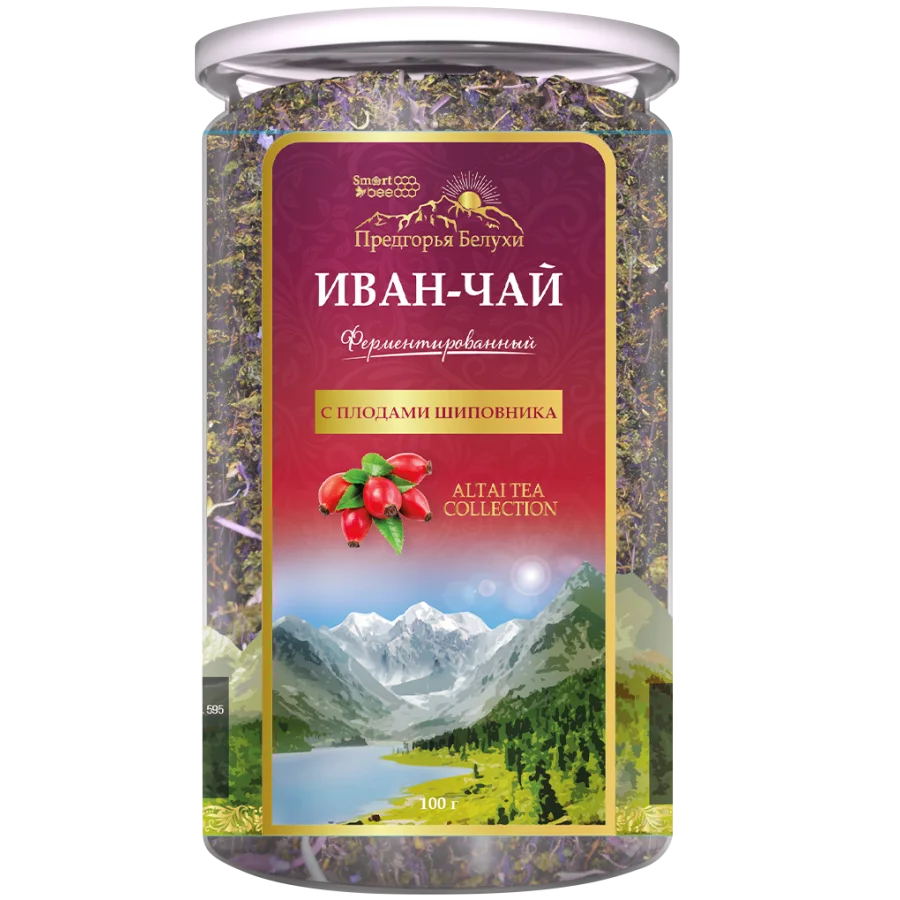 Ivan tea drink-Dried flowers with rosehip fruits 