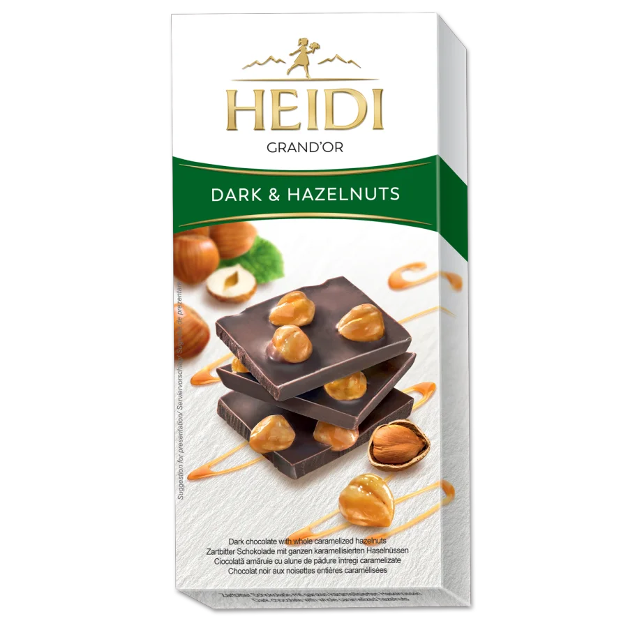 CHOCOLATE Grand'Op dark with Hazelnuts 12 x 0.100kg (Heidi)