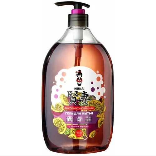 Highly economical KENSAI gel for washing dishes and baby accessories with passion fruit flavor 900 ml