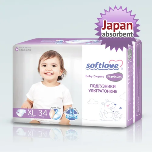Baby diaper-"Softlove-Platinum",Size XL (12-17kg)34pcs.