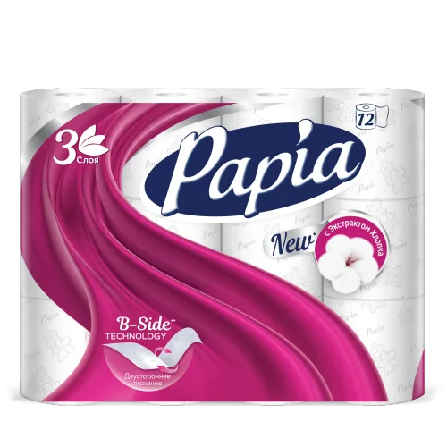 Papia Toilet paper White 3 sheet of 12Ronov