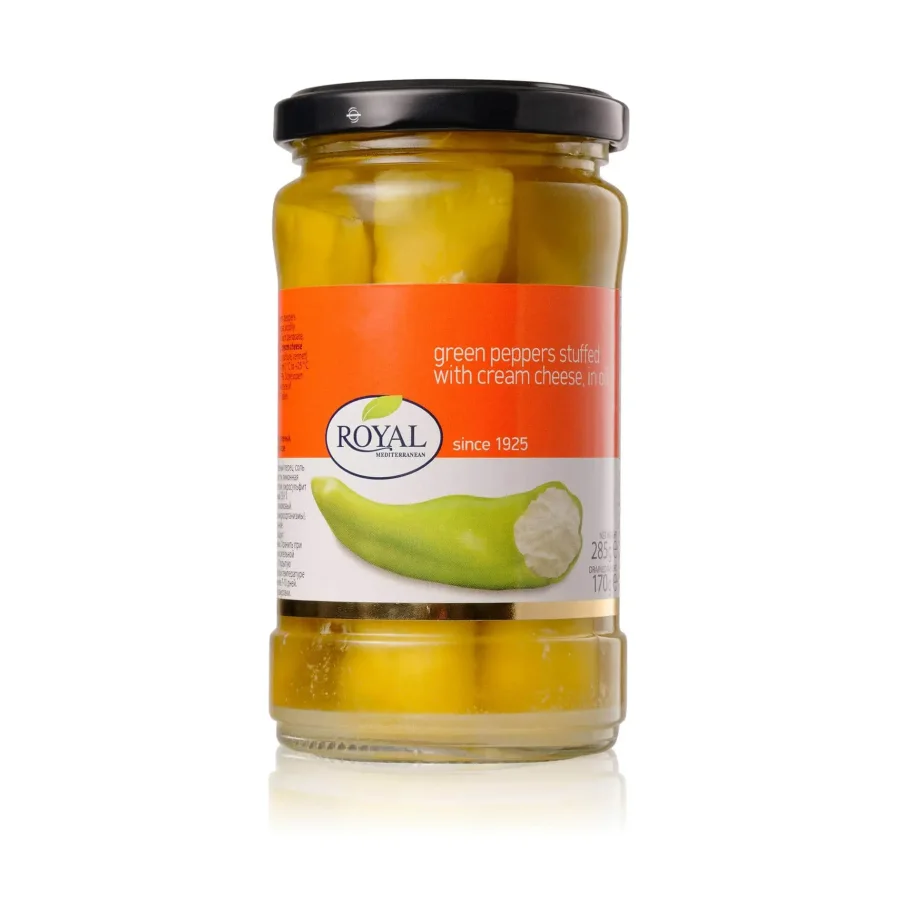 Green pepper stuffed with cheese, in ROYAL MEDITERRANEAN oil 285g 