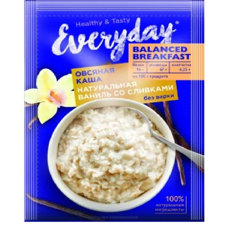 Oatmeal Porridge Balanced Breakfast Natur. Vanilla with cream
