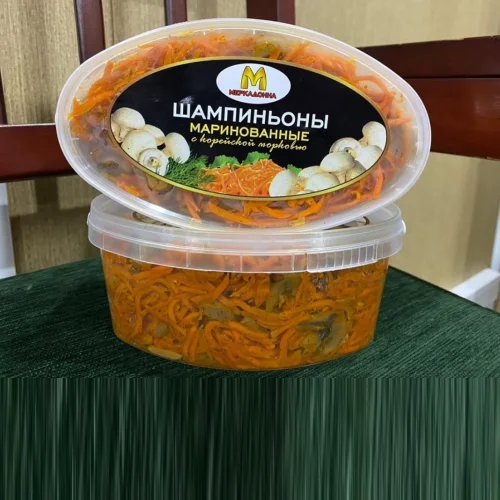 Шампиньоны маринованные с корейской морковью