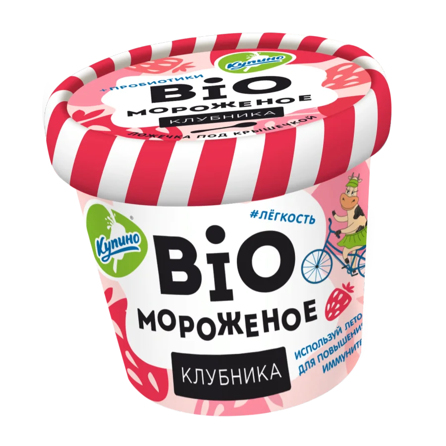 Биомороженое кисломолочное клубничный "BIO мороженое" 7%
