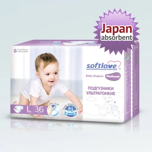 Baby diaper-"Softlove-Platinum",Size L (9-14kg)36pcs.
