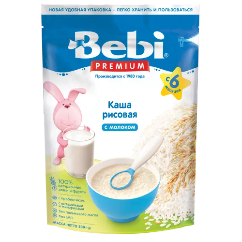 Porridge for children Bebi Premium Milk Rice from 4 months.200 gr.