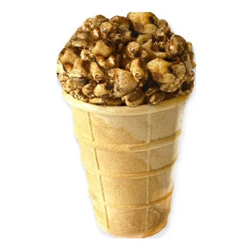 Wheat air grains in caramel syrup in a waffle cup