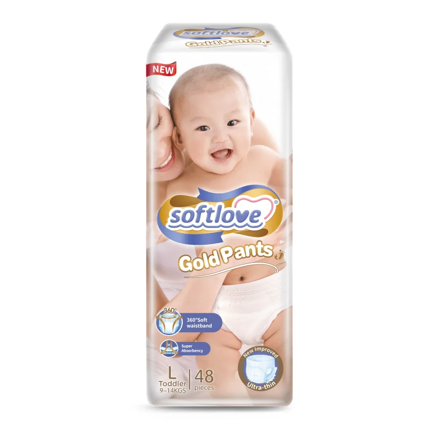 Baby diapers-panties -"Softlove Gold Pants"Size L (9-14kg) 48pcs.