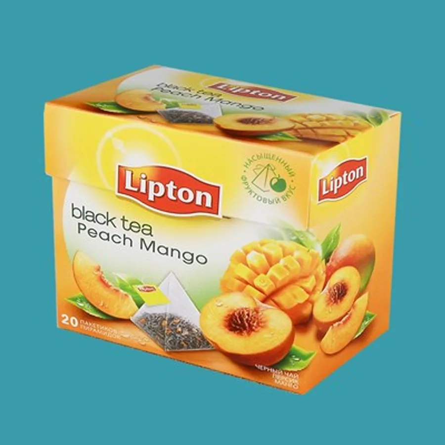 Черный чай Lipton Персик-Манго с кусочками фруктов.