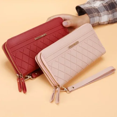 2023 new women's long wallet Korean version simple double zipper hot style coin purse with multiple slots wallet card holder